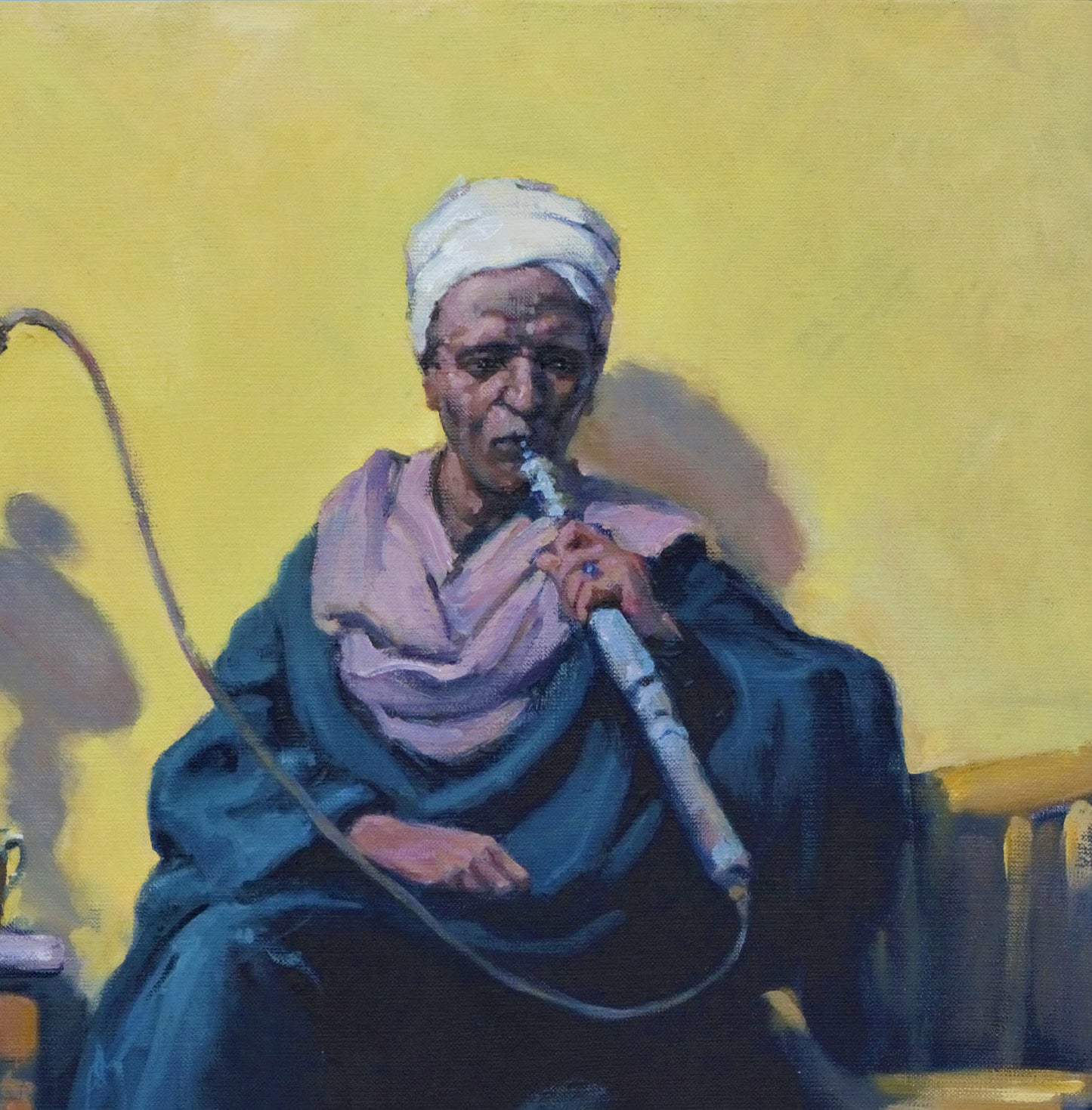 Oil painting Hookah smoker Cairo Oleg Kateryniuk
