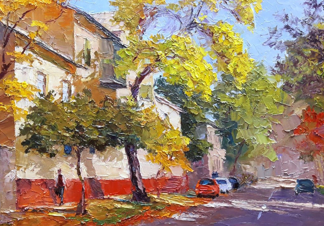 Kremenchuk's Autumn Splendor depicted in oil by Boris Petrovich Serdyuk