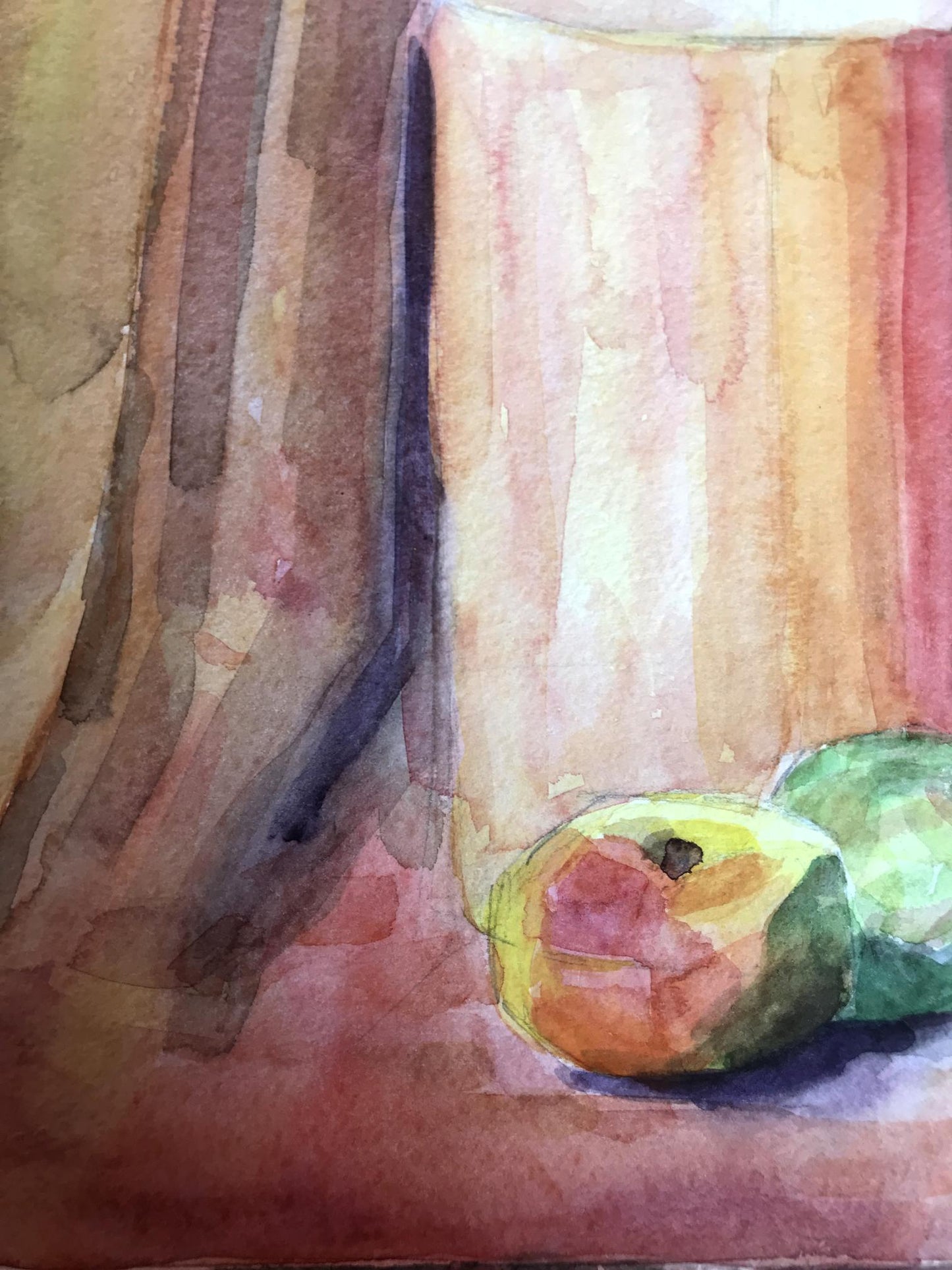 Watercolor painting Fruit and kettle Unknown artist