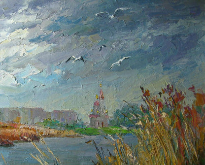 Oil painting Gulls over the river. Dry Kagamlyk / Serdyuk Boris Petrovich