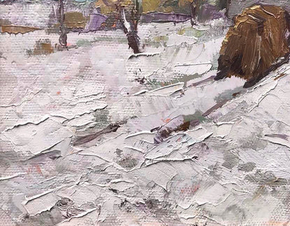 Oil painting In winter they bring hay home Alex Ivanyuk