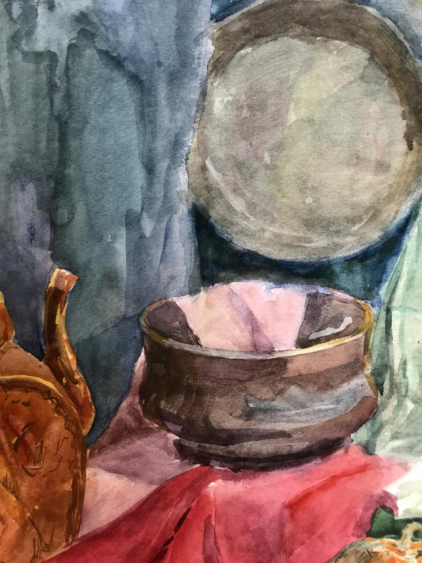 Watercolor painting Pumpkin still life Unknown artist