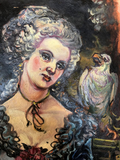 Oil painting Portrait of a Woman and a Bird Alexander Litvinov