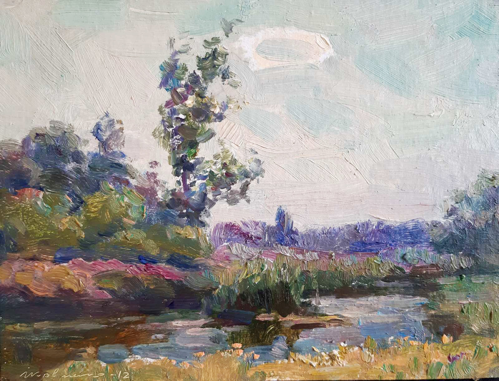 Oil painting River landscape Ivan Kovalenko