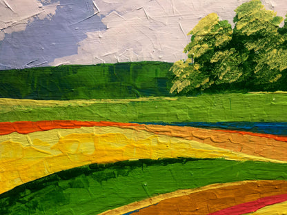 Oil painting Summer yellow-green fields V. Zadorozhnya