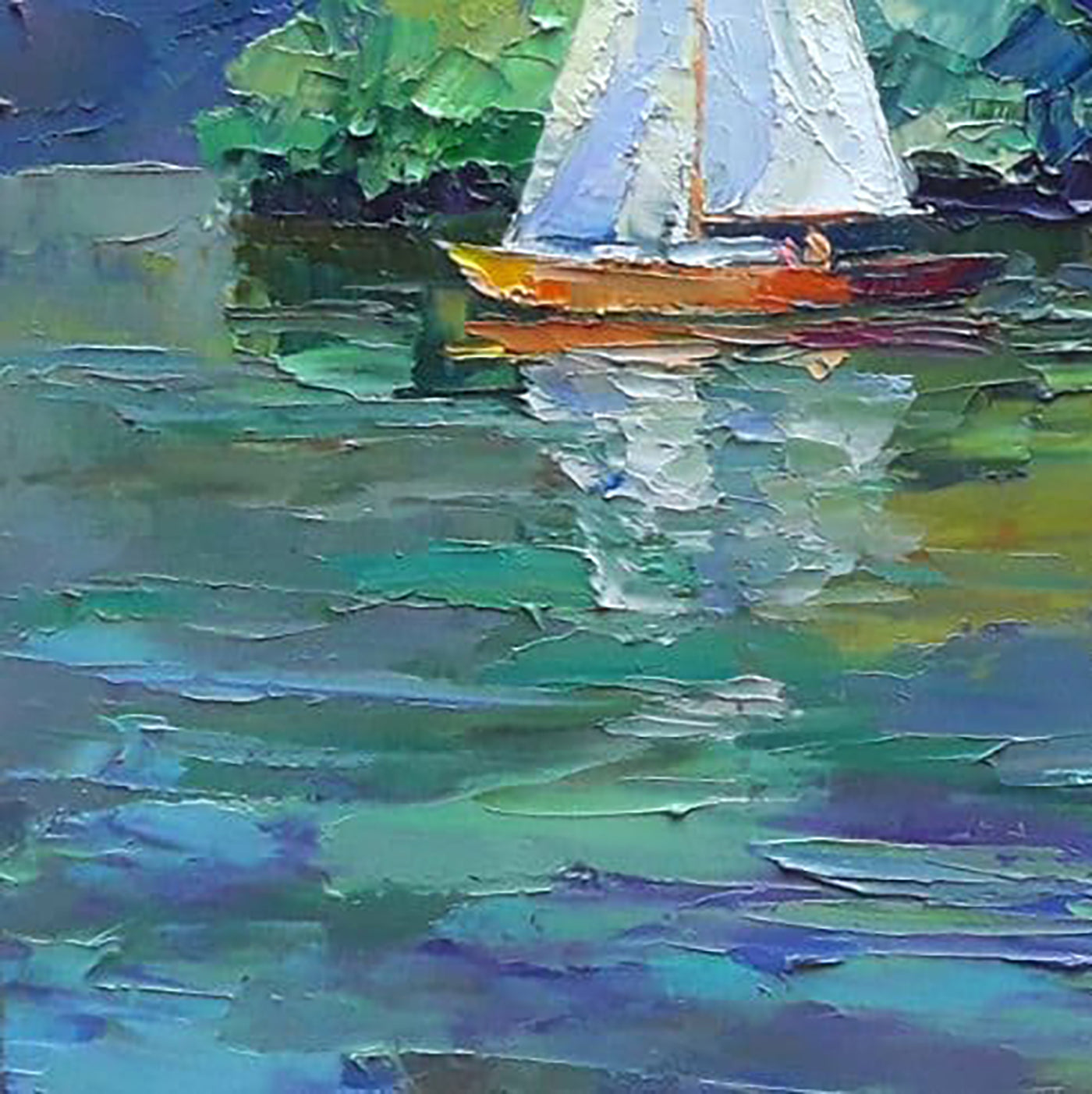 Oil painting White sailboat Serdyuk Boris Petrovich