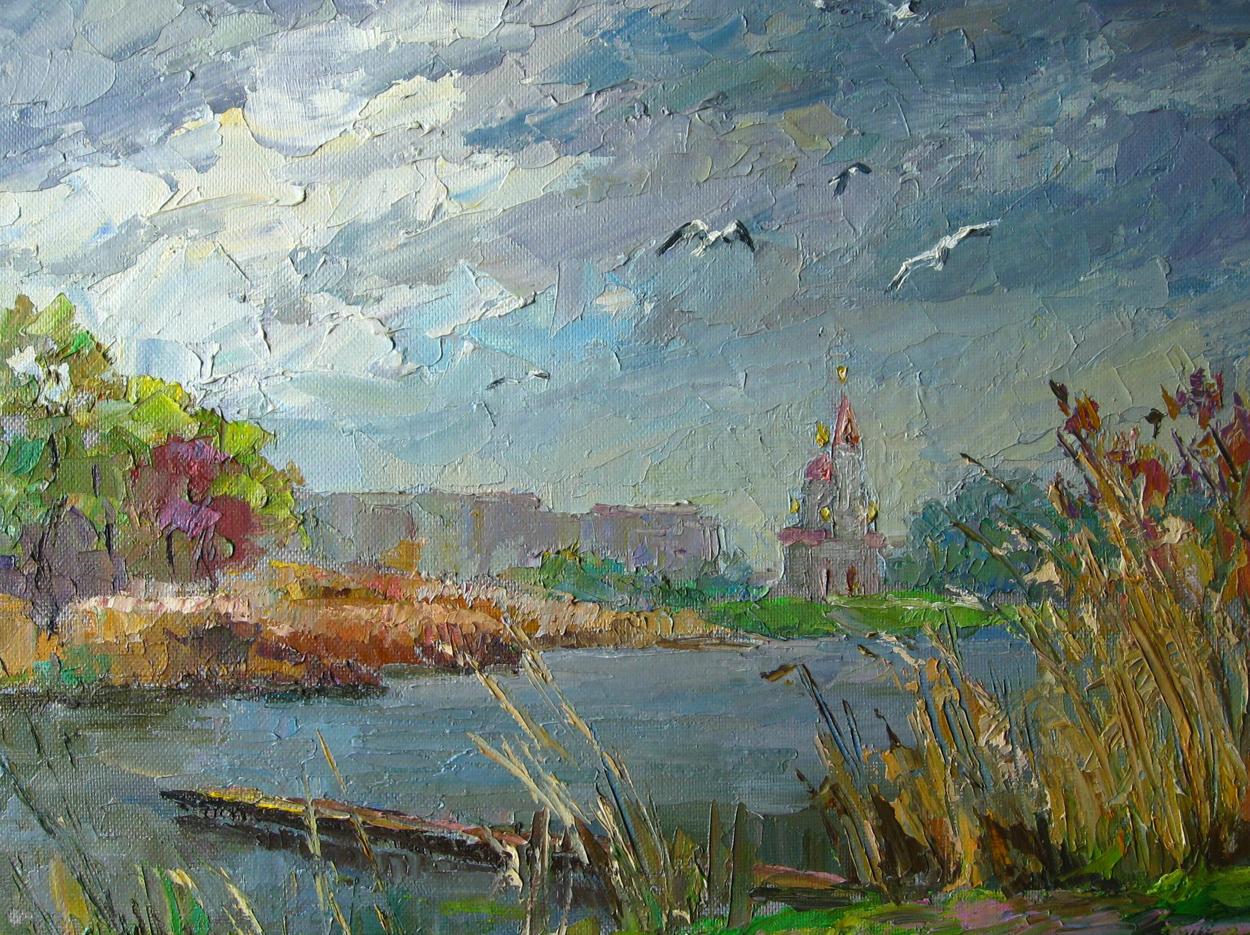 Oil painting Gulls over the river. Dry Kagamlyk / Serdyuk Boris Petrovich