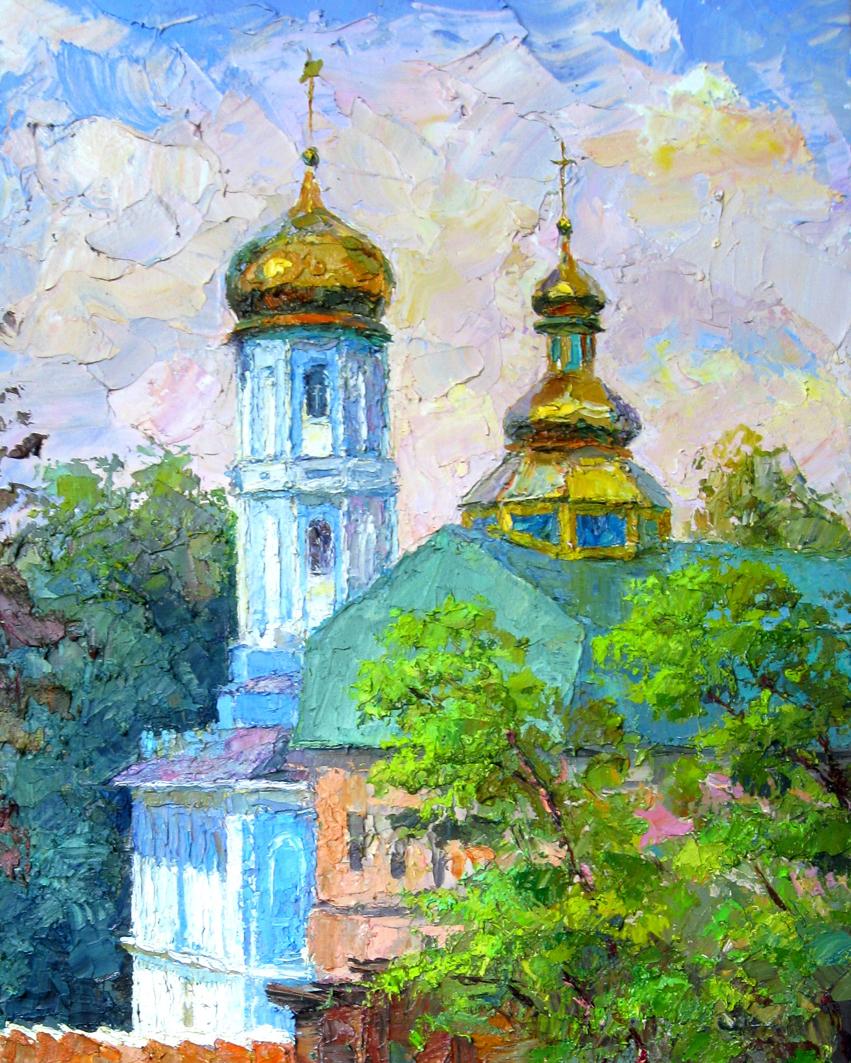 Monastery oil piece by Boris Petrovich Serdyuk