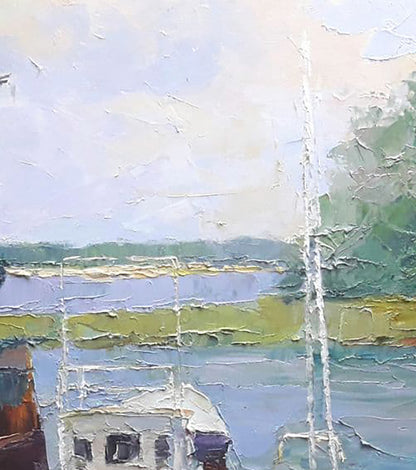 Oil painting Boats on the Dnieper Serdyuk Boris Petrovich №SERB 703