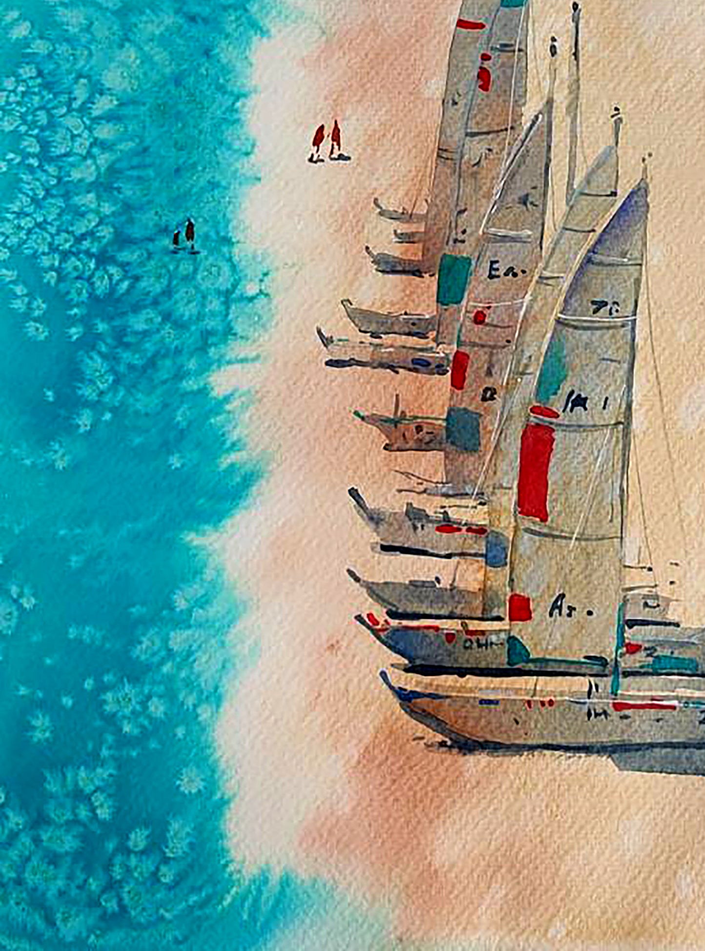 Watercolor painting Sunny beach Elena Klimenko