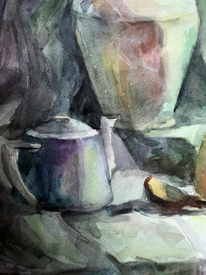 Watercolor painting Apples and tea Unknown artist