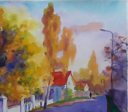 Watercolor painting Autumn is golden Serdyuk Boris Petrovich