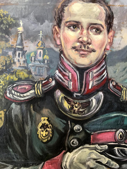 Oil painting Pensive portrait of an officer Alexander Litvinov