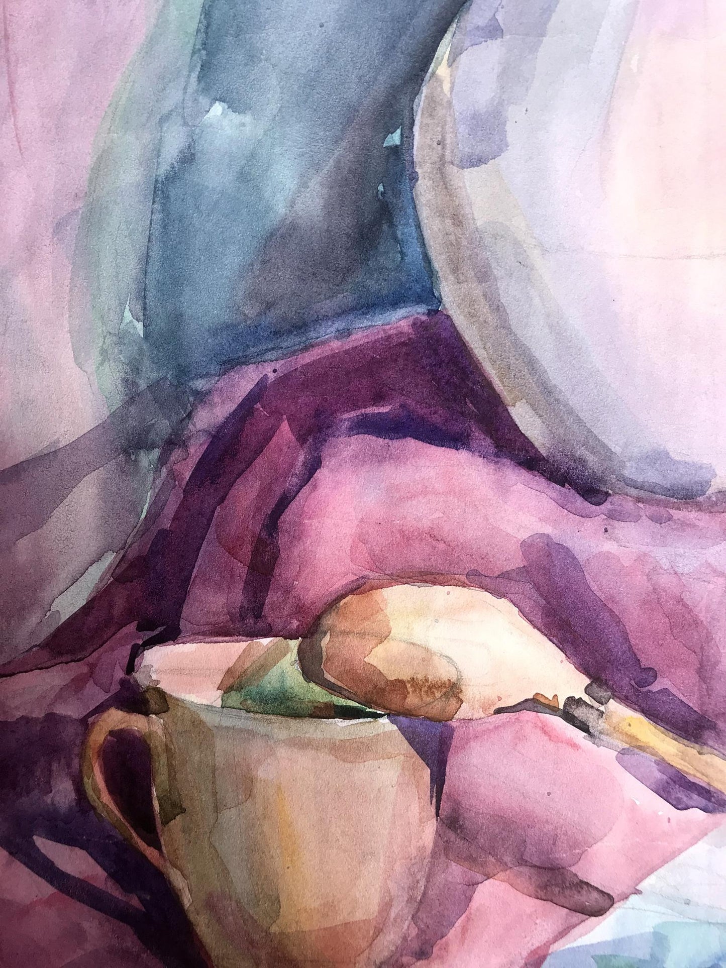 Watercolor painting Colorful still life Unknown artist