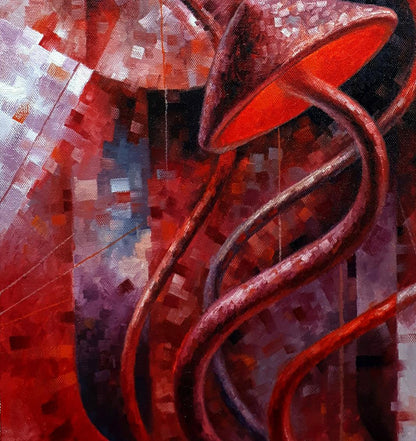 Oil painting Red in gray Sergey Voichenko