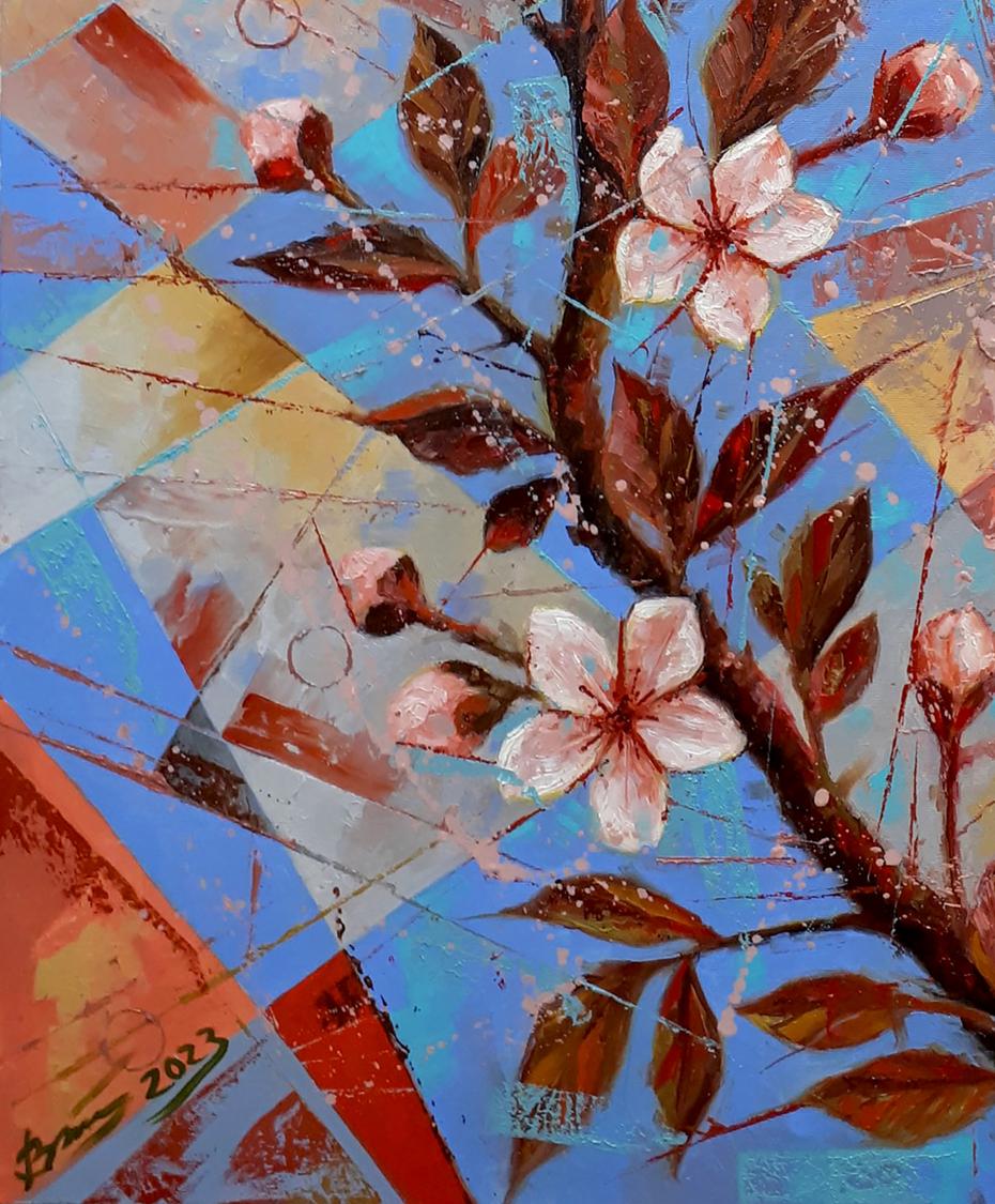 Oil artwork featuring a "Spring Tree" by Sergey Voichenko