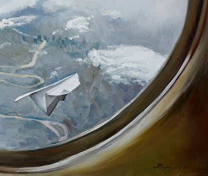 Oil painting Airplanes live in flight Varvarov Anatoly Viktorovich