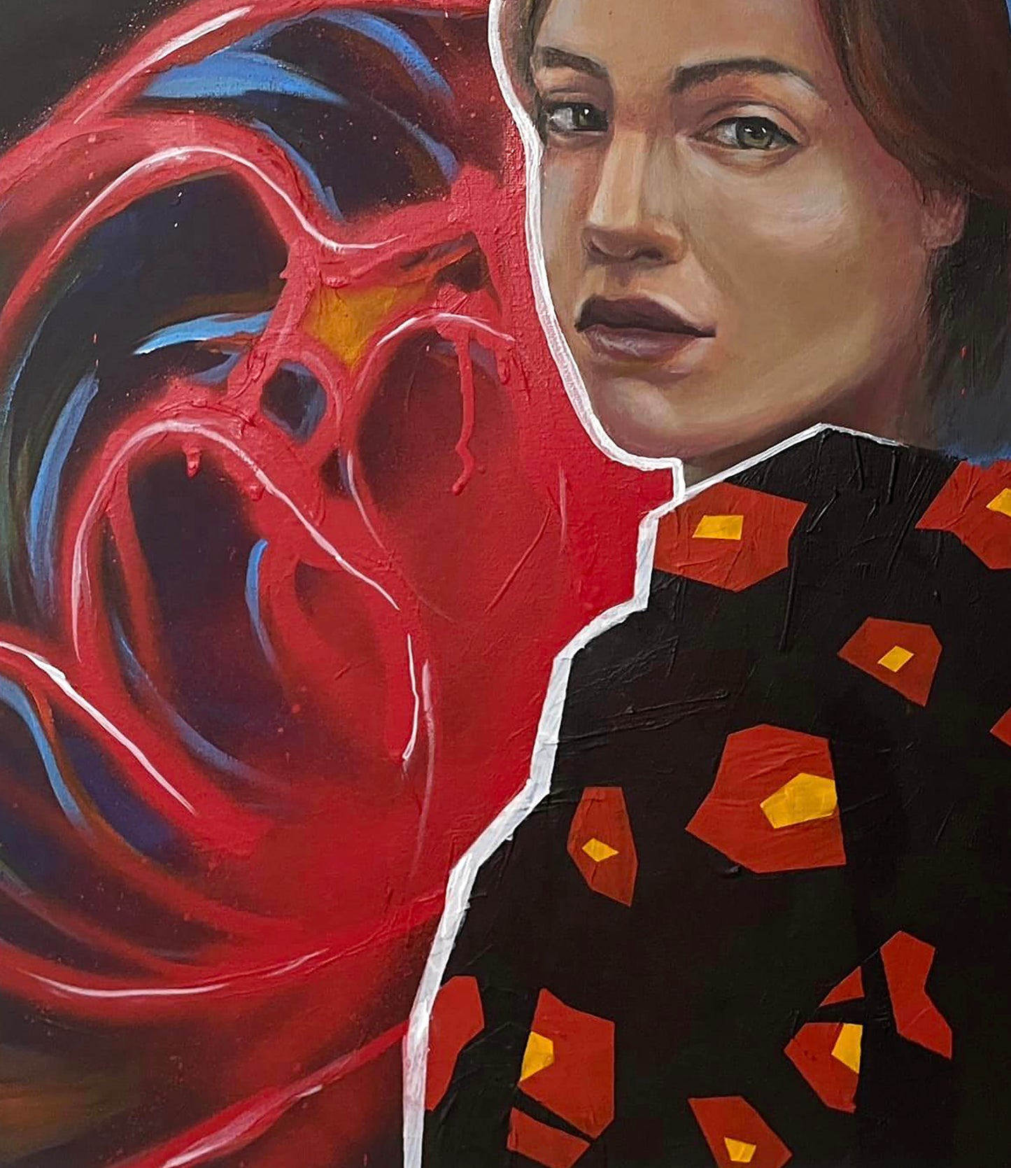 Acrylic painting Red flower Maksym Newskulenko