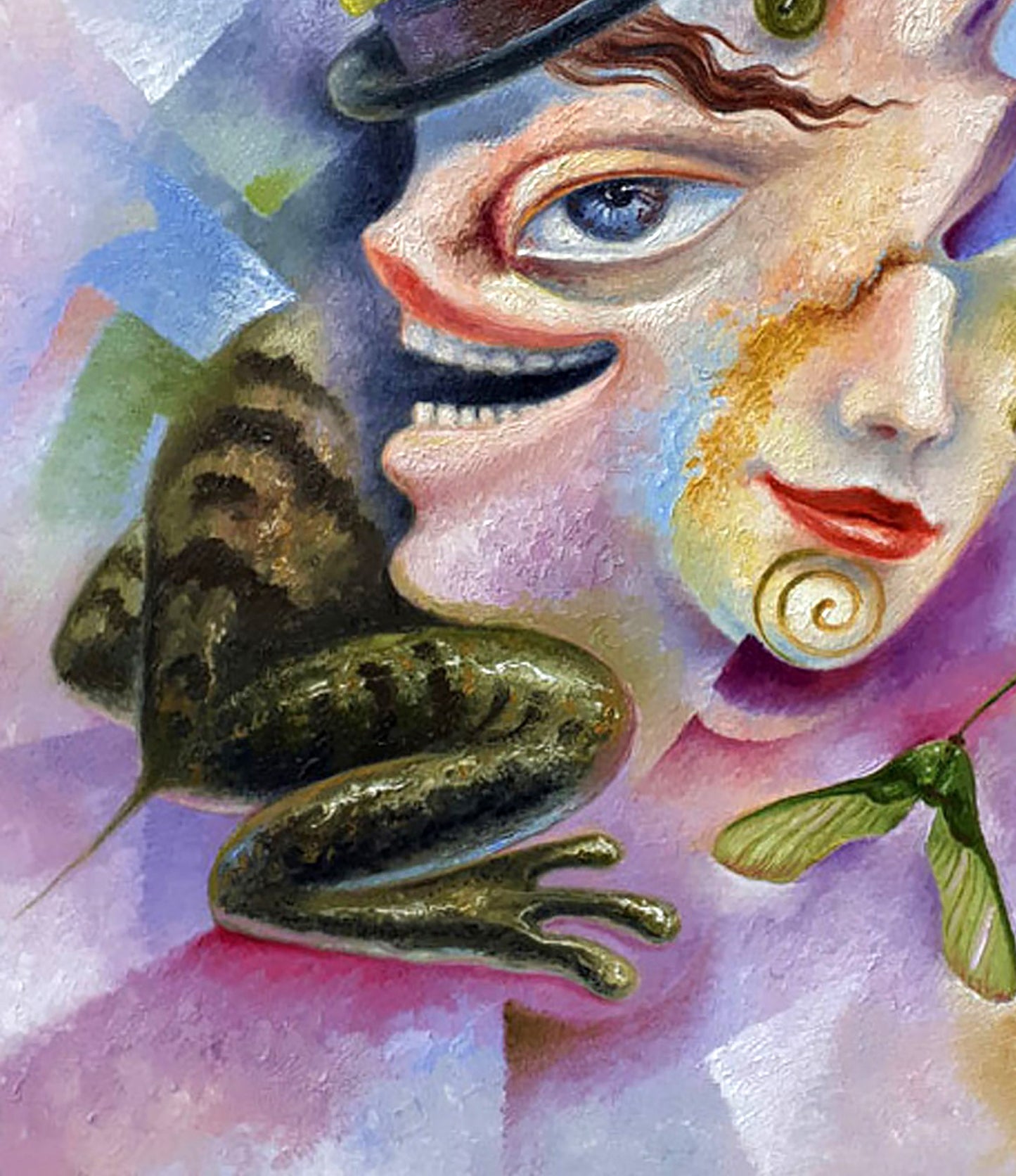 Oil painting Tiger frog in a bowler hat Sergey Voichenko