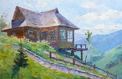 Oil painting Carpathian lodge Serdyuk Boris Petrovich