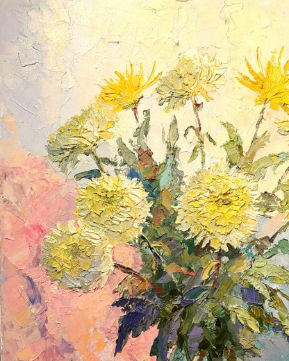 Oil painting Yellow chrysanthemum Serdyuk Boris Petrovich