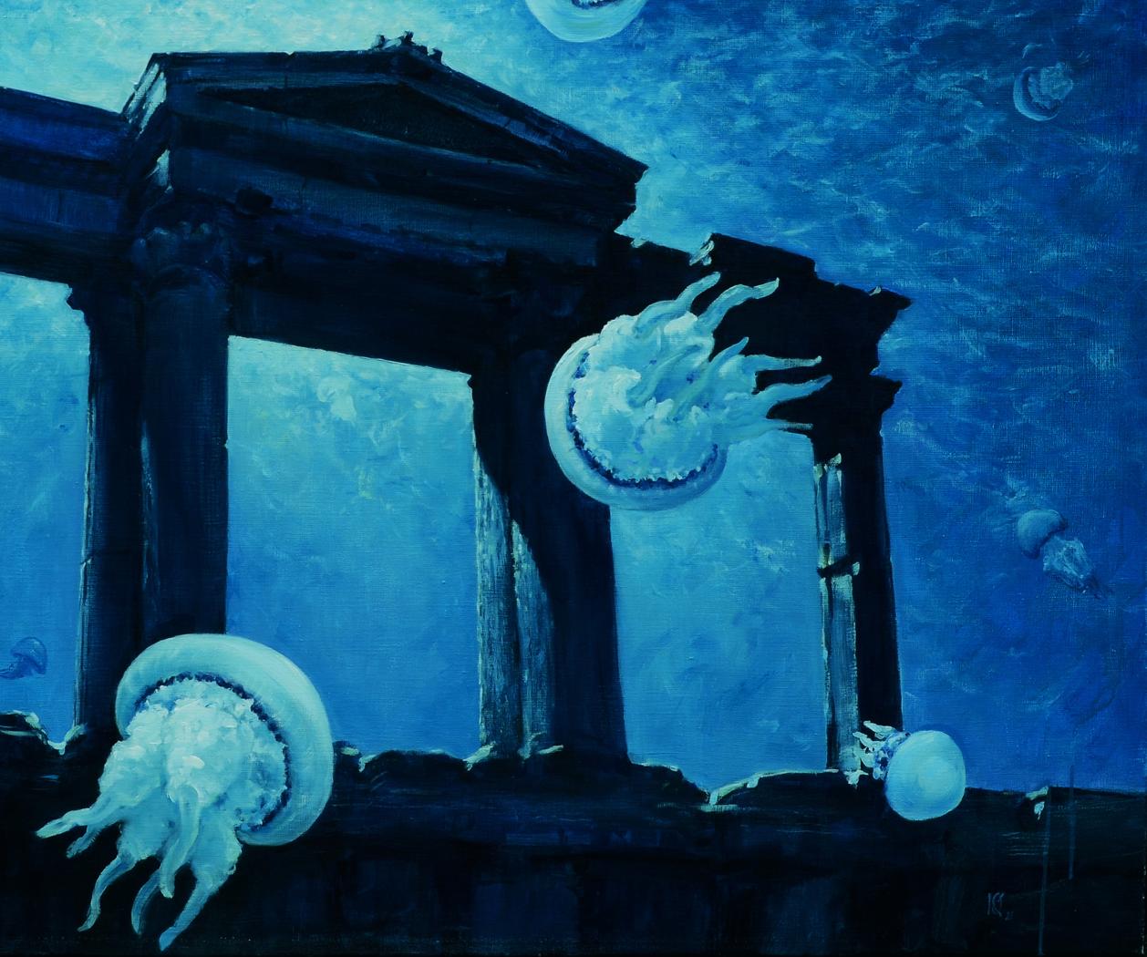 Oil painting Jellyfish Portal Oleg Kateryniuk