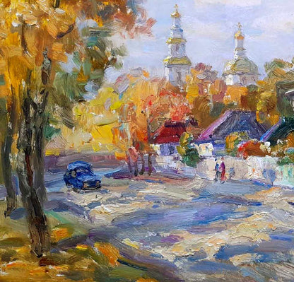 Oil painting City life Kovalenko Ivan Mikhailovich
