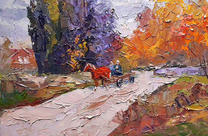 Oil painting Autumn Harvest Trip Boris Serdyuk