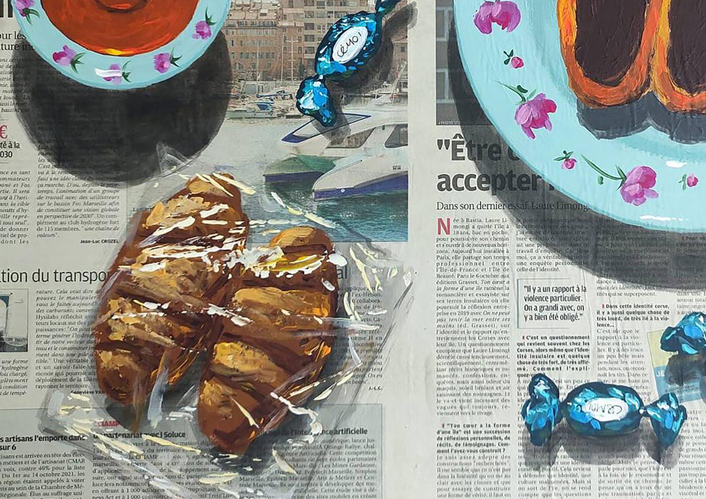 Acrylic painting Gourmet breakfast Elena Klimenko