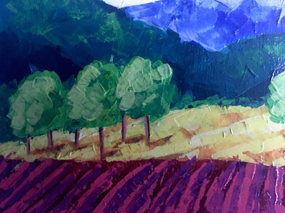 Oil painting Vineyards in forested mountains V. Zadorozhnya