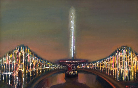 Abstract oil painting The fountain Benfialov