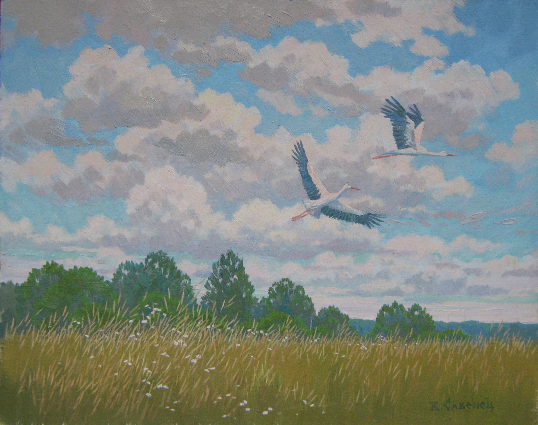 Oil painting Storks Savenets Valery