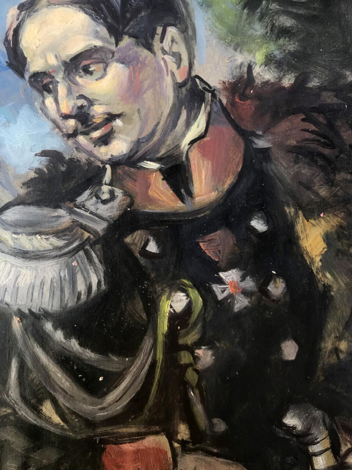 Oil painting Portrait of an officer in nature Alexander Litvinov