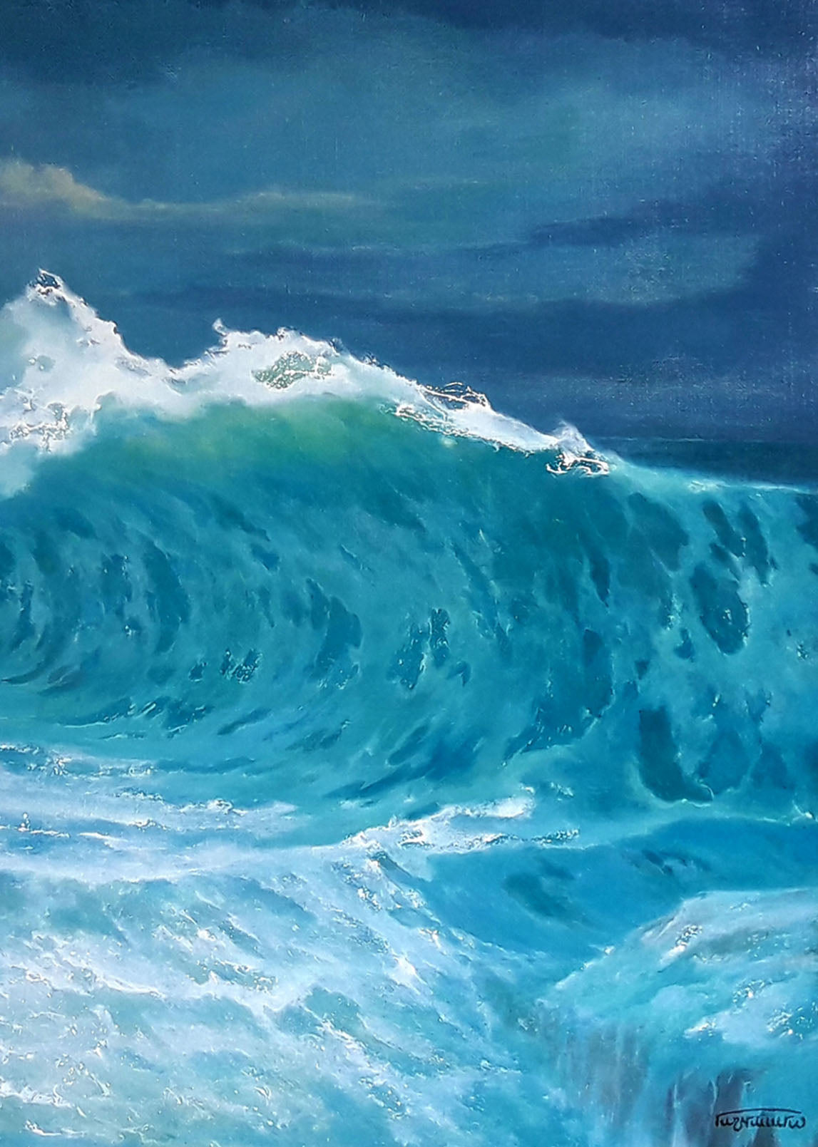 Oil painting Seascape with waves Vasily Korkishko