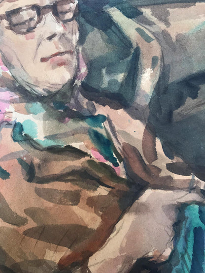 Watercolor painting Grandmother's portrait Alexander Arkadievich Litvinov