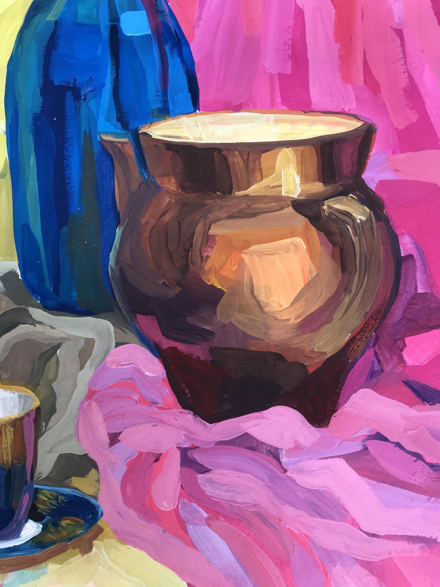 Gouache painting Kettle on the table Unknown artist