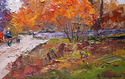 Oil painting Autumn Harvest Trip Boris Serdyuk