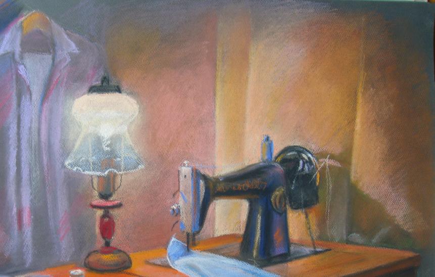 Pastel painting Seamstress corner Serdyuk Boris Petrovich
