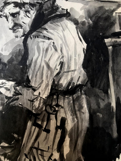 Watercolor painting Portrait of a man Alexander Arkadievich Litvinov