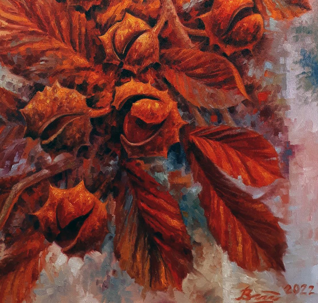 Oil painting Chestnut branches Serhii Voichenko