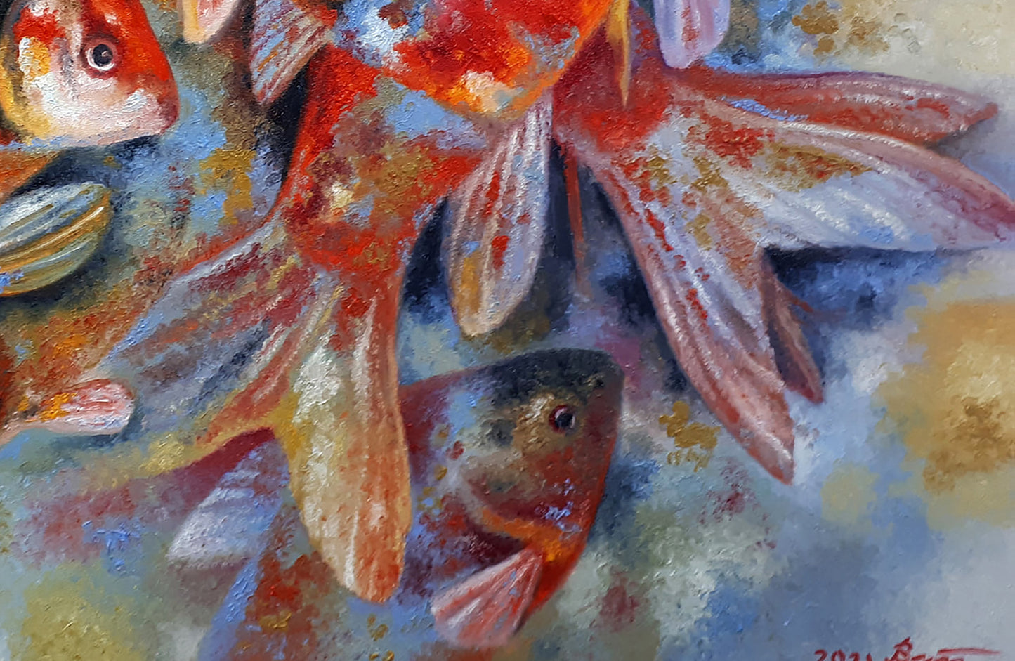 Oil painting Seven goldfish Sergey Voichenko