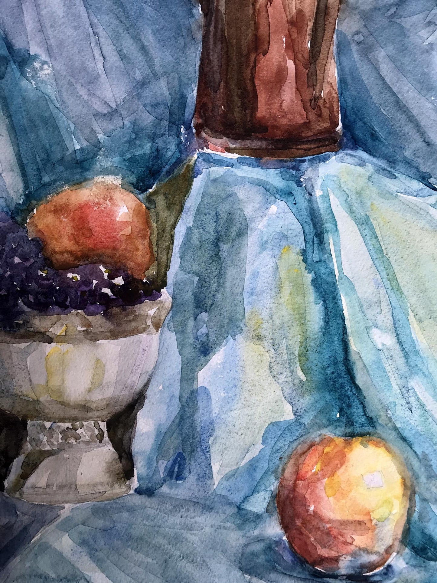 Watercolor painting Grapes in a vase Unknown artist