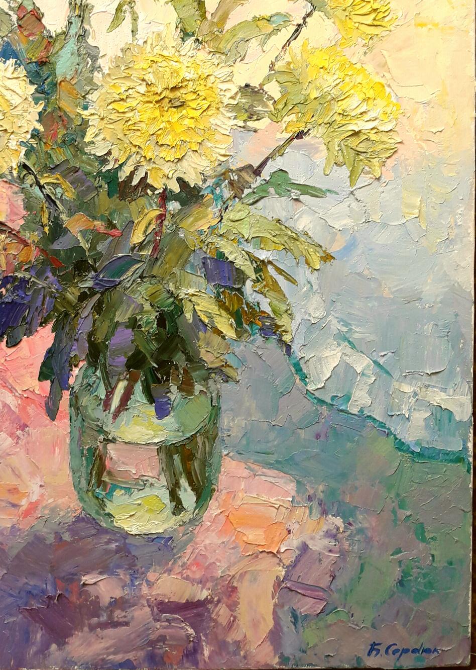 Oil painting Yellow chrysanthemum Serdyuk Boris Petrovich