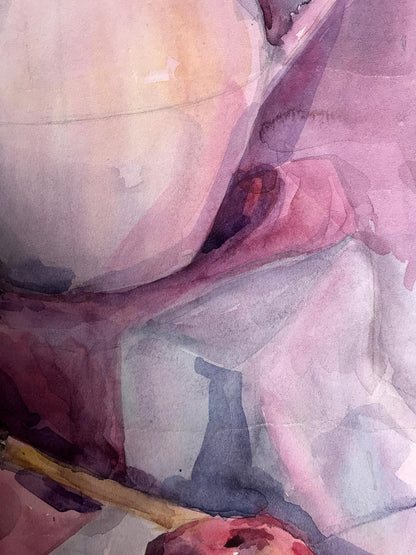 Watercolor painting Colorful still life Unknown artist