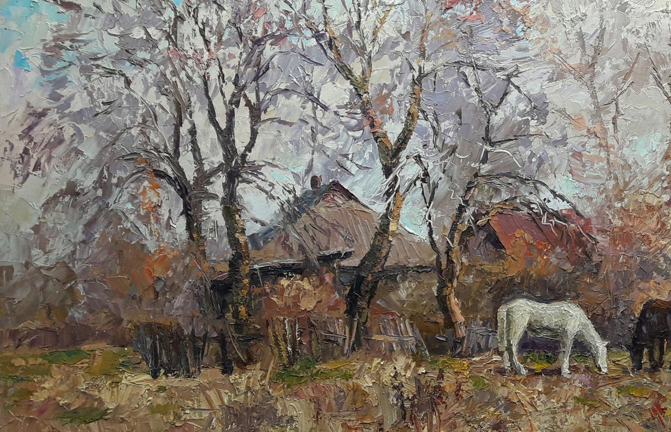 Oil painting Landscape with horses Serdyuk Boris Petrovich