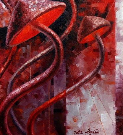 Oil painting Red in gray Sergey Voichenko