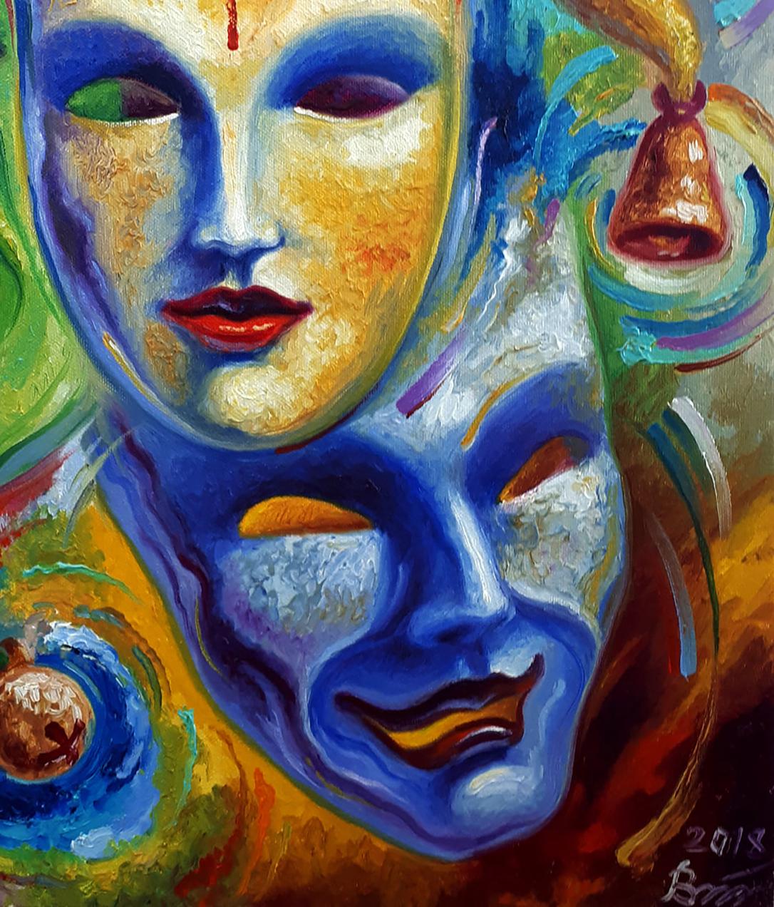 Oil painting Three masks Sergey Voichenko