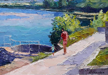 Oil painting Kremenchuk Poltava Avenue Serdyuk Boris Petrovich
