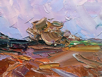 Oil painting Pink evening in the field Alexander Cherednichenko