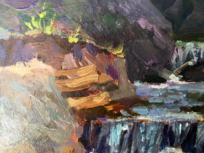 Oil painting Mountain waterfall Batrakov Vladimir Grigorievich